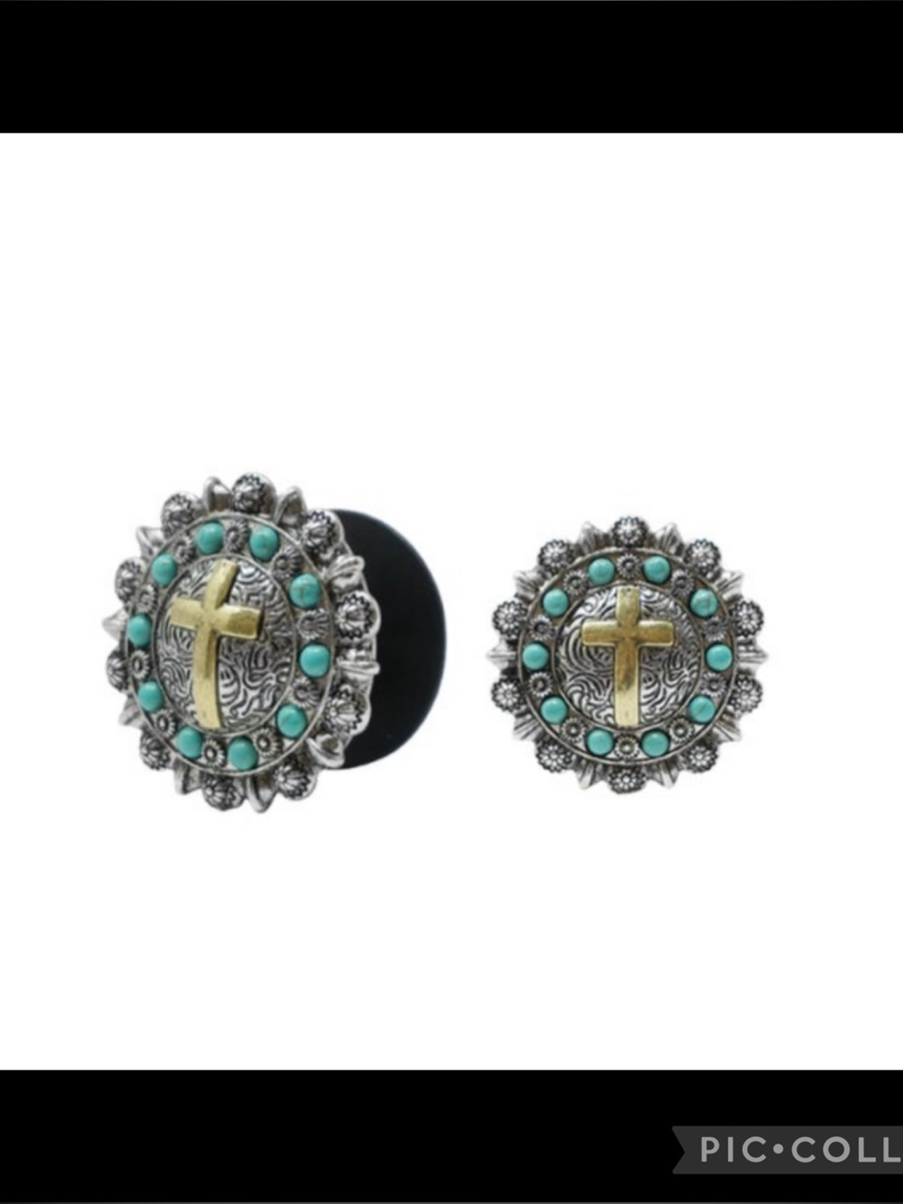NWT Subset Marsh Collections Silver-Tone Cross Phone Grip with Turquoise Accents